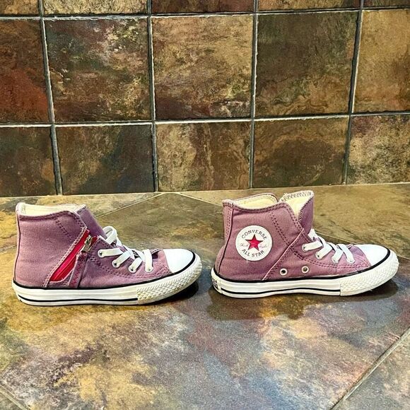 All Star Converse Girl’s Purple Chuck Taylor Zip High Tops 12.5 - Picture 6 of 13